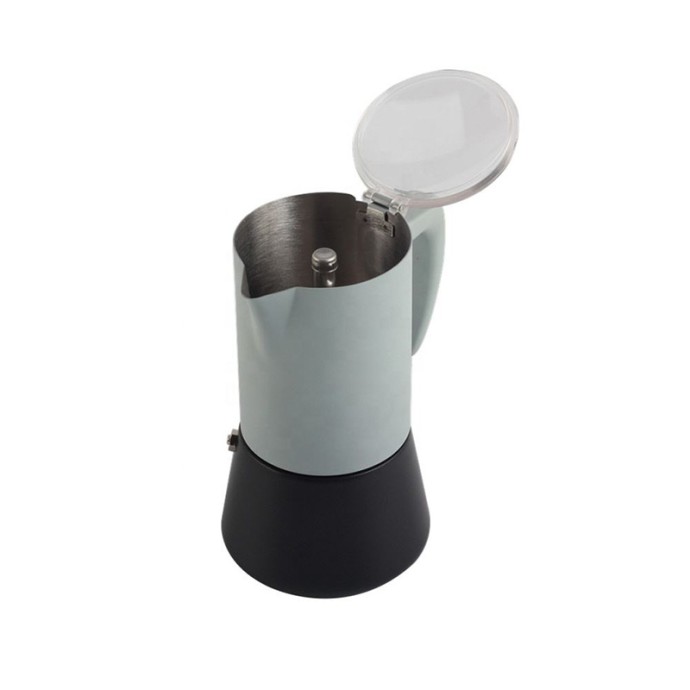 Transparent stainless steel espresso moka pot