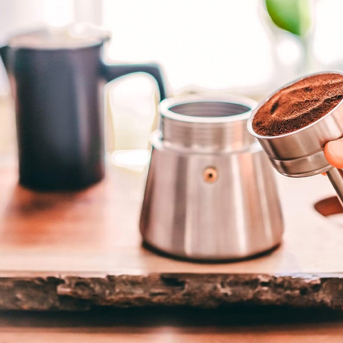 Black Steel Stovetop Espresso Maker Moka Pot