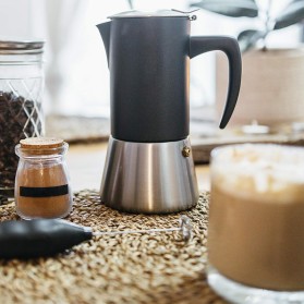 Black Steel Stovetop Espresso Maker Moka Pot