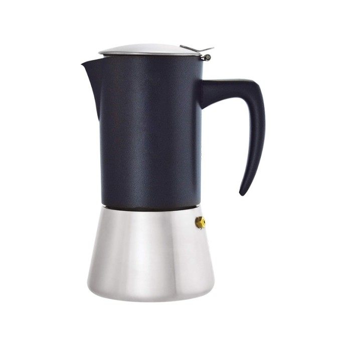 Black Steel Stovetop Espresso Maker Moka Pot
