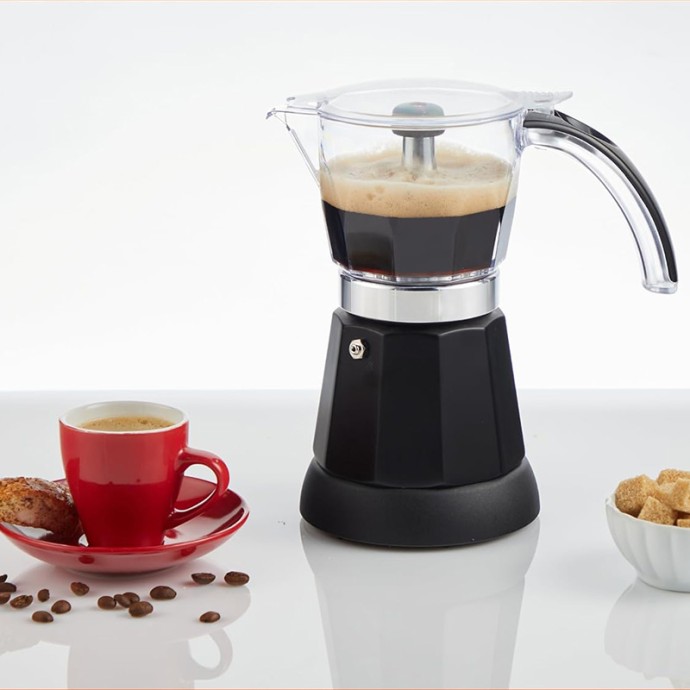 Black aluminum durable and stylish moka pot