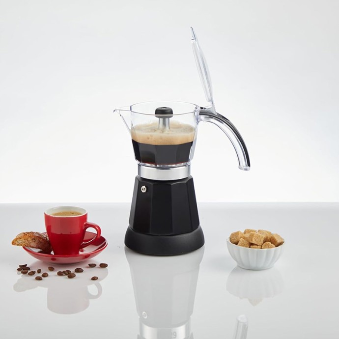 Black aluminum durable and stylish moka pot