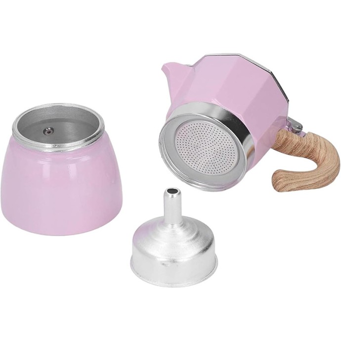 Pink manual Italian coffee machine moka pot