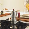 Red aluminum handle and knob moka pot