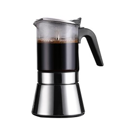 Crystal Glass Top Stainless Steel Stovetop Moka Pot