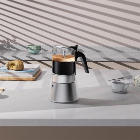 Crystal Glass Top Stainless Steel Stovetop Moka Pot