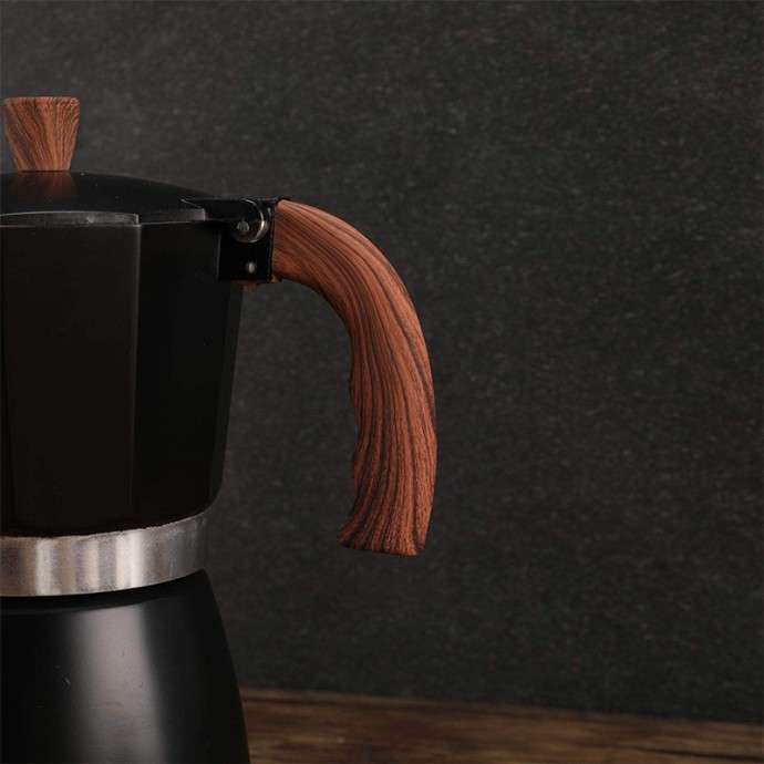 Aluminum Moka Pot with Wooden Handle