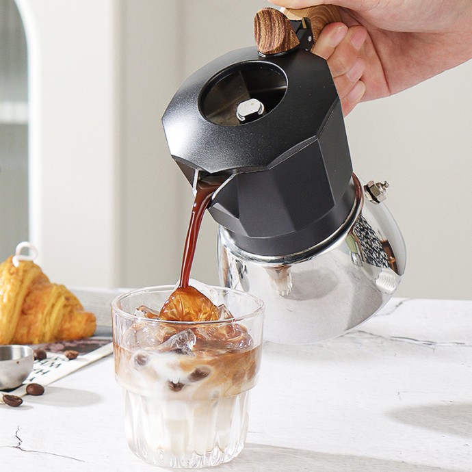New double valve stainless steel moka pot